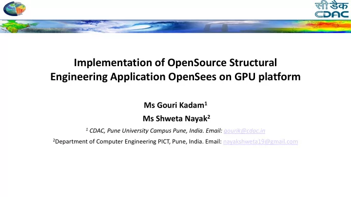 engineering application opensees on gpu platform