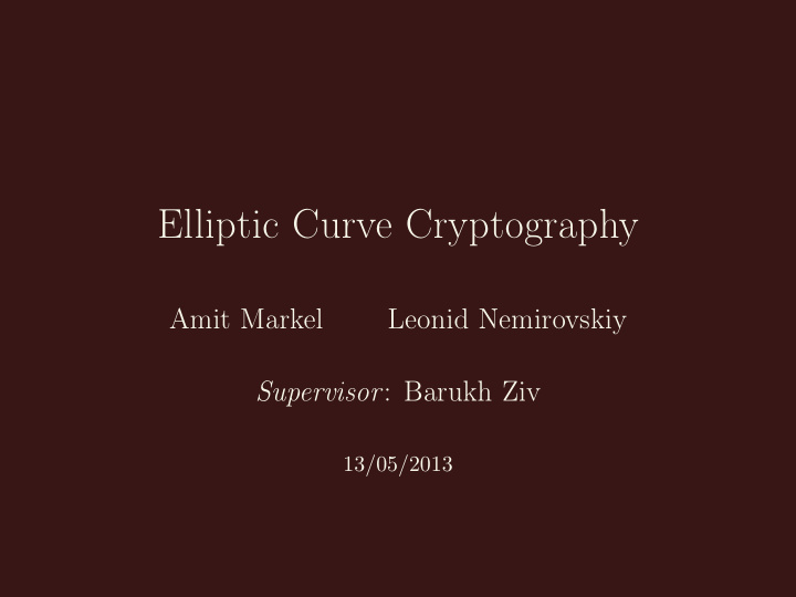 elliptic curve cryptography
