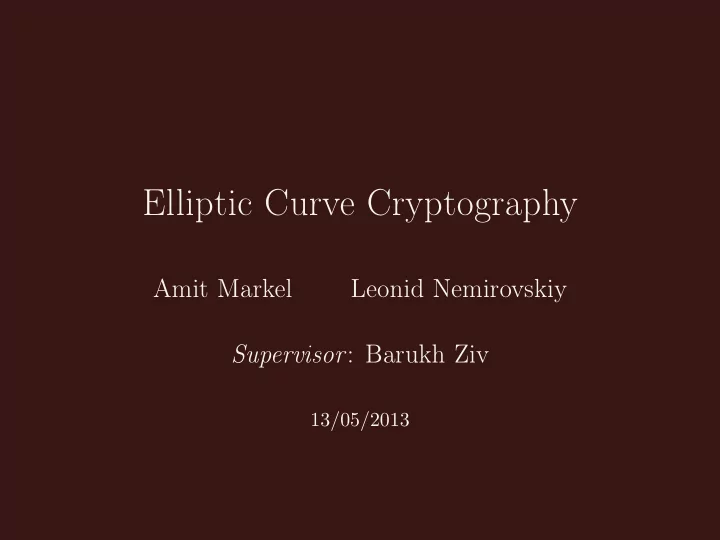 elliptic curve cryptography