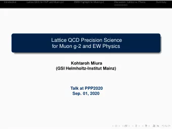 Lattice QCD Precision Science  for Muon g-2 and EW Physics  Kohtaroh Miura  (GSI Helmholtz-Institut
