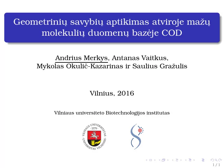 geometriniu savybiu aptikimas atviroje ma u molekuliu