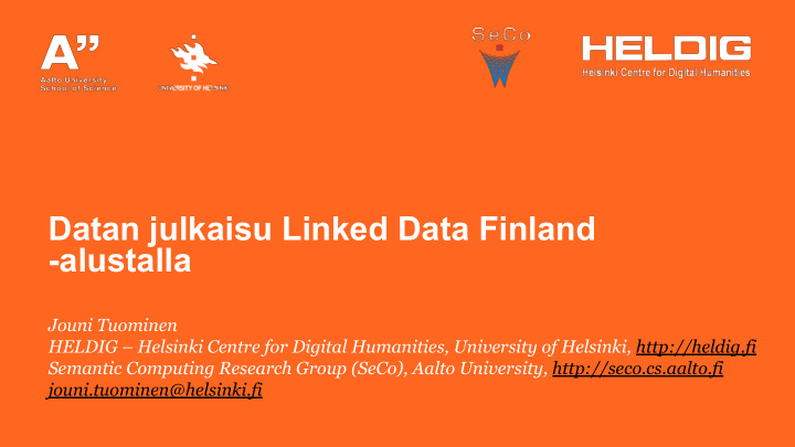 datan julkaisu linked data finland alustalla
