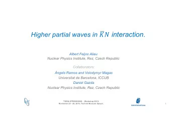 Higher partial waves in ! &quot;# interaction .  Albert Feijoo Aliau  Nuclear Physics Institute,