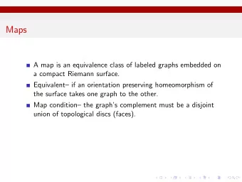 Maps  A map is an equivalence class of labeled graphs embedded on  a compact Riemann surface.