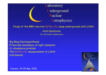 Laboratory  Underground  Nuclear  Astrophysics Study of the BBN reaction D( 4 He ,  ) 6 Li deep