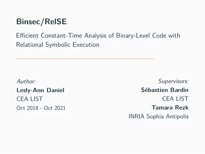 binsec relse