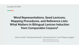 Word Representations, Seed Lexicons,  Mapping Procedures, and Reference Lists:  What Matters in