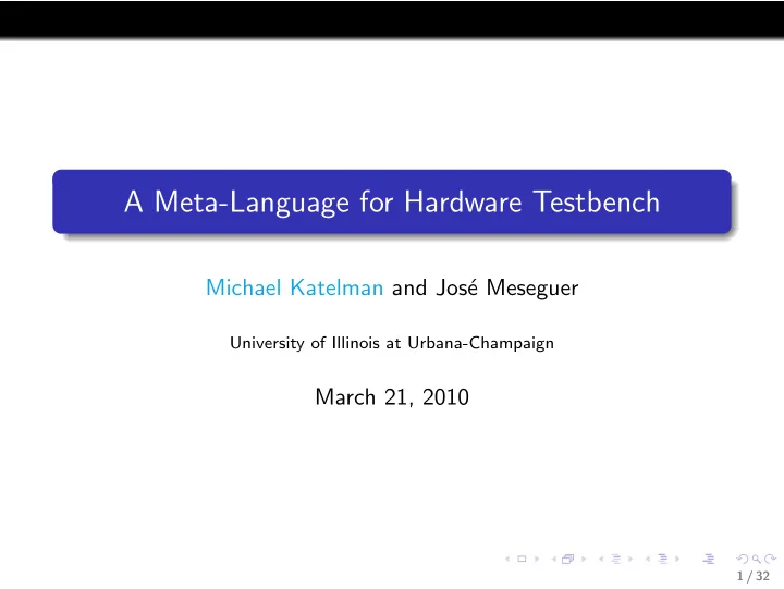 a meta language for hardware testbench