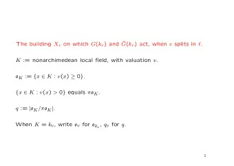 The building X v on which G ( k v ) and  G ( k v ) act, when v splits in  . K :=