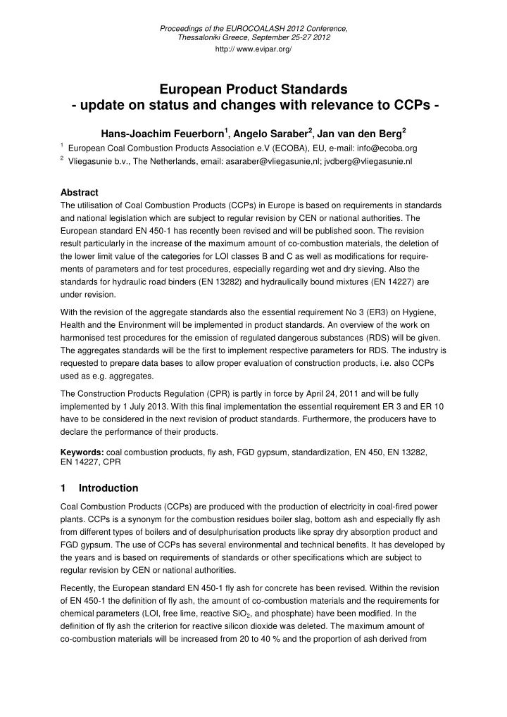 european product standards update on status and changes