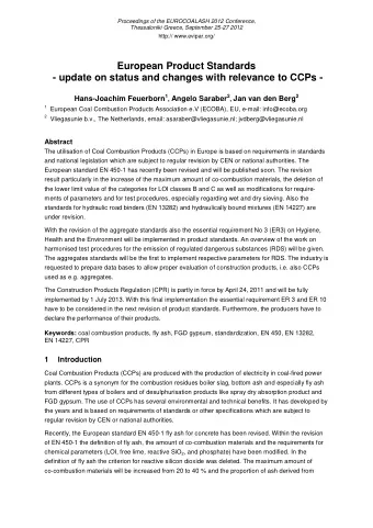 European Product Standards - update on status and changes with relevance to CCPs - Hans-Joachim