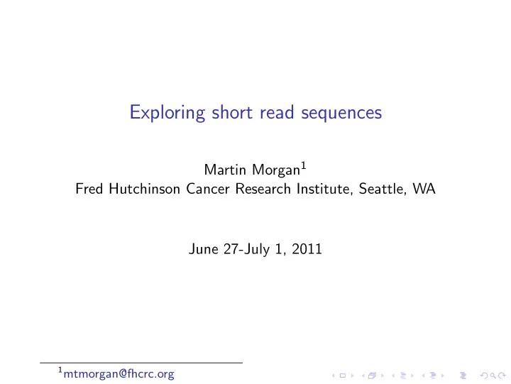 exploring short read sequences