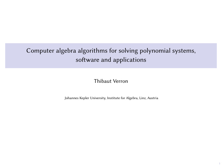 computer algebra algorithms for solving polynomial
