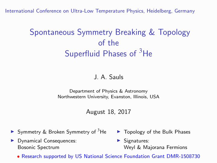 spontaneous symmetry breaking topology of the superfluid
