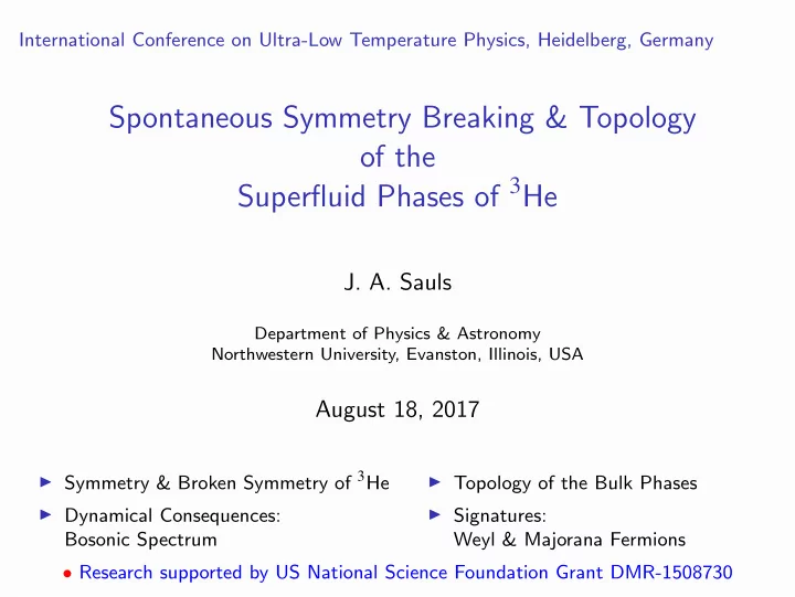 spontaneous symmetry breaking topology of the superfluid