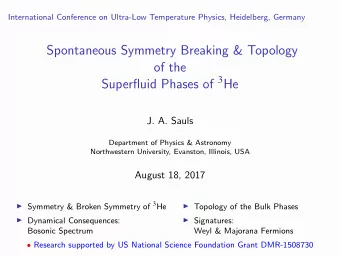 Spontaneous Symmetry Breaking &amp; Topology  of the Superfluid Phases of 3 He  J. A. Sauls