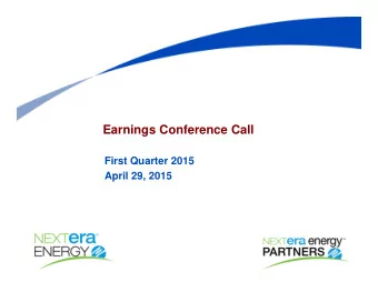 Earnings Conference Call  First Quarter 2015  April 29, 2015  Cautionary Statements And Risk