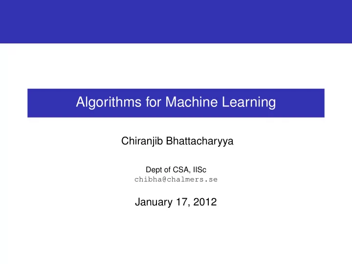 algorithms for machine learning