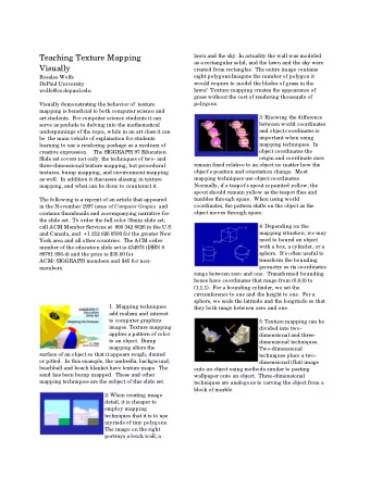 Teaching Texture Mapping  as a rectangular solid, and the lawn and the sky were  Visually  created