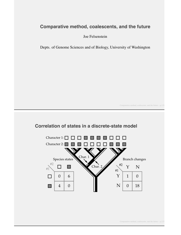 comparative method coalescents and the future