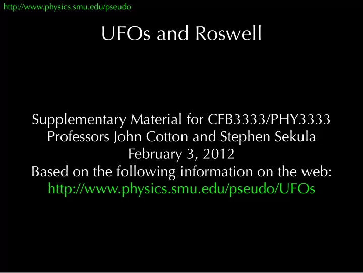 ufos and roswell