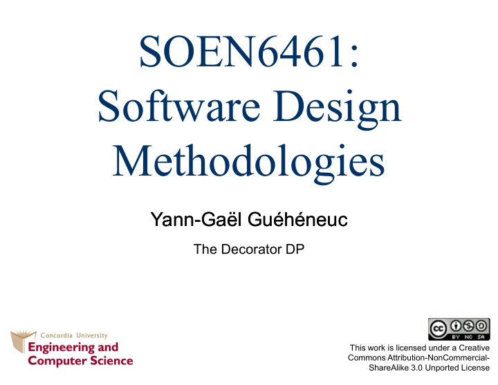 soen6461 software design methodologies