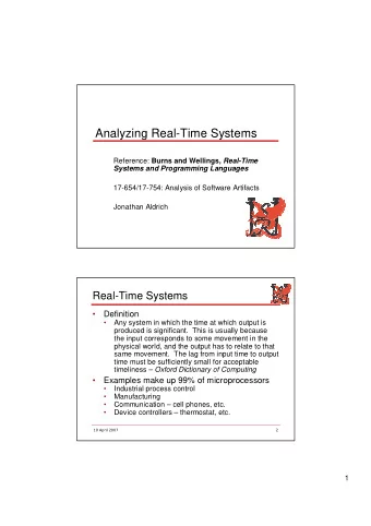 Analyzing Real-Time Systems Reference: Burns and Wellings , Real-Time  Systems and Programming