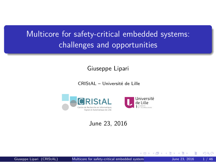multicore for safety critical embedded systems challenges
