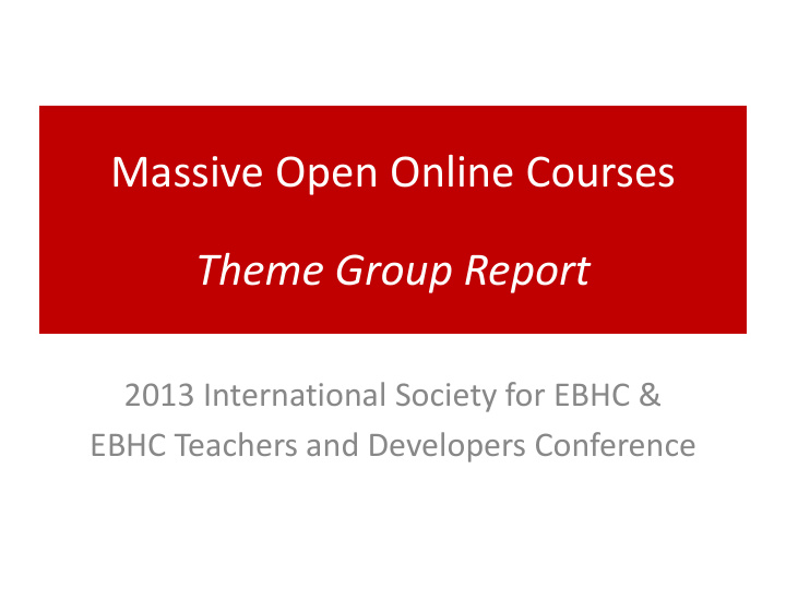 massive open online courses