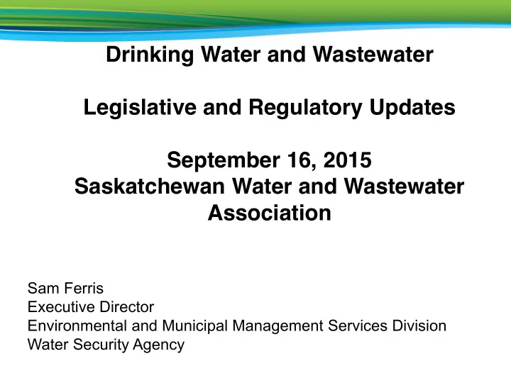 legislative and regulatory updates september 16 2015