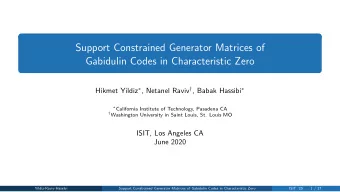 Support Constrained Generator Matrices of  Gabidulin Codes in Characteristic Zero Hikmet Yildiz