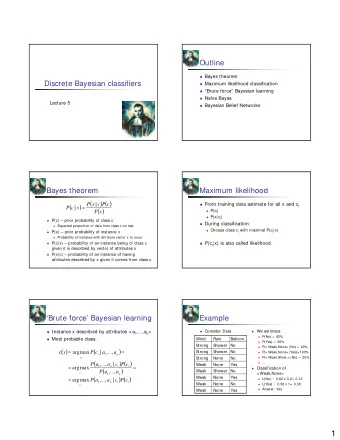 1  Problem with Brute force  Nave Bayes  ( )  (  ) ( )  It cannot generalize to unseen