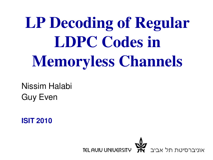 lp decoding of regular ldpc codes in memoryless channels