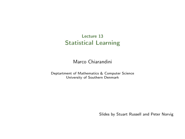 statistical learning