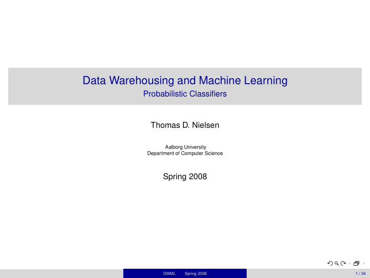 data warehousing and machine learning