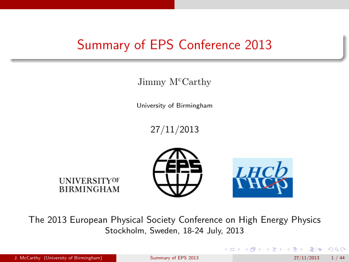 summary of eps conference 2013