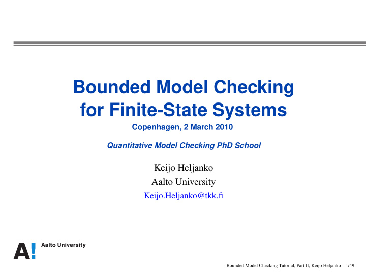 bounded model checking for finite state systems