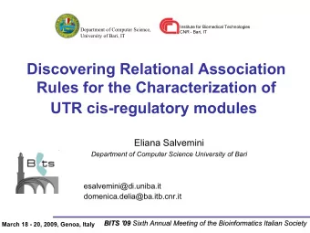 UTR cis-regulatory modules  Eliana Salvemini  Department of Computer Science University of Bari