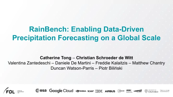 rainbench enabling data driven precipitation forecasting
