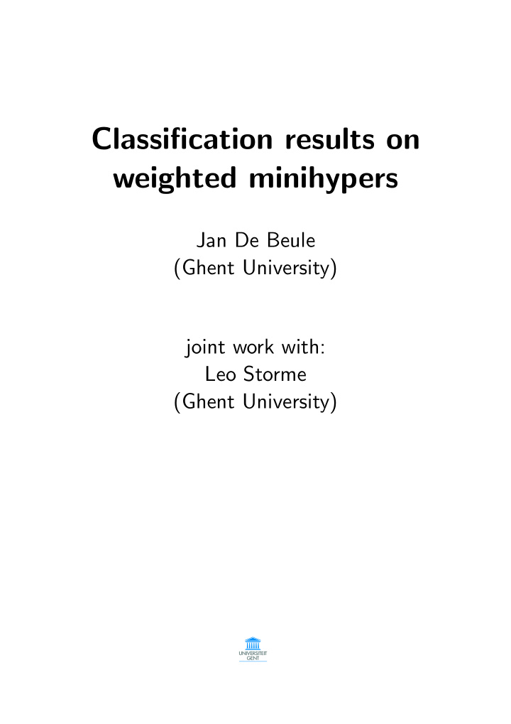 classification results on weighted minihypers