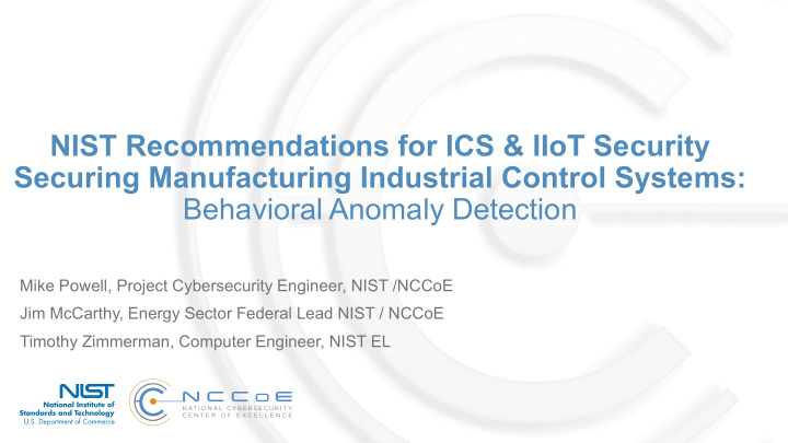 nist recommendations for ics amp iiot security securing