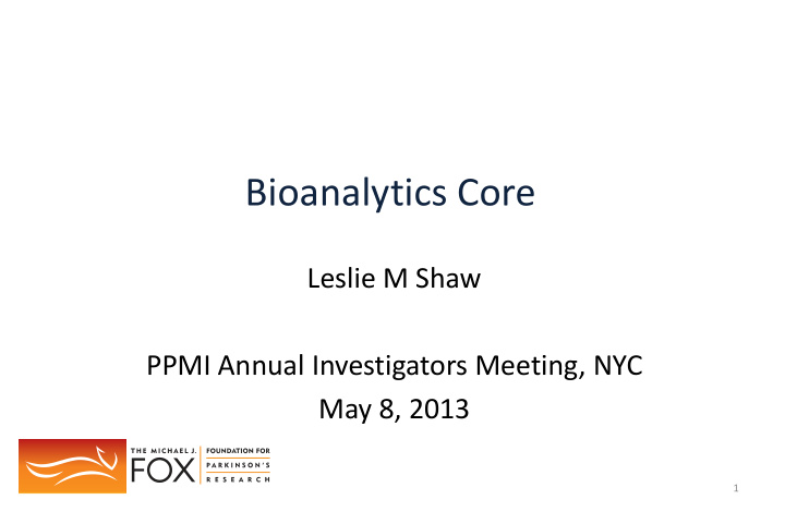 bioanalytics core