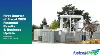 Up  Upda  date  te  March 16, 2020  FUELCELL ENERGY INVESTOR PRESENTATION  Safe Harbor Statement