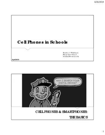 Ce ll Phone s in Sc hools  Ce ll Phone s in Sc hools  Ra nde e  J. Wa ld ma n  E  mo ry L  a w Sc