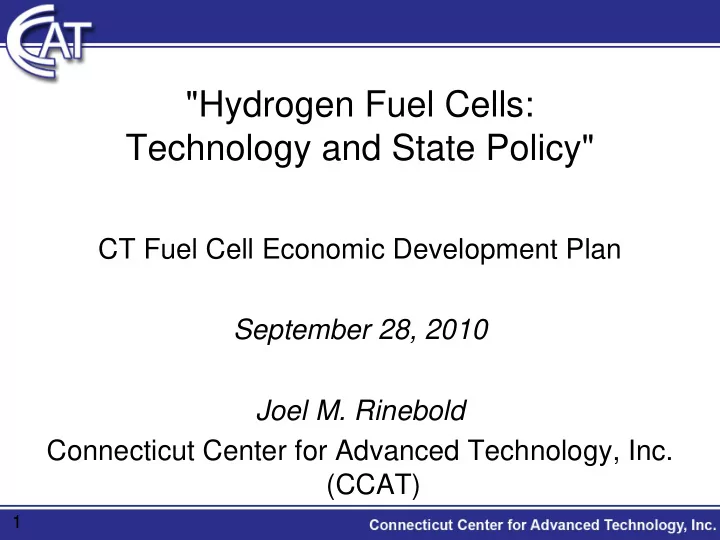 quot hydrogen fuel cells technology and state policy quot