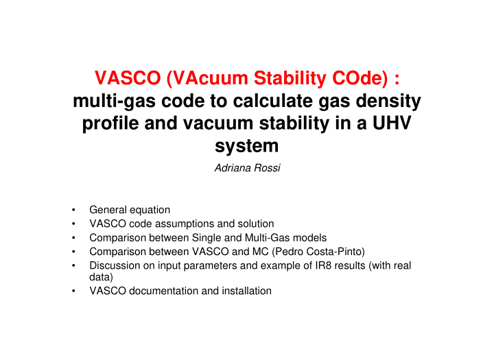 vasco vacuum stability code multi gas code to calculate