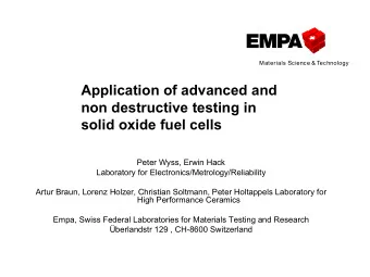 Materials Science &amp; Technology  Application of advanced and  non destructive testing in  solid