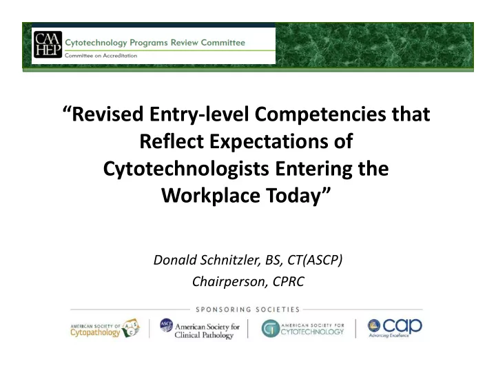revised entry level competencies that reflect