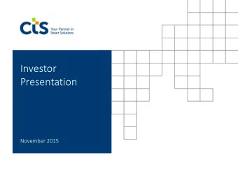 Investor  Presentation  November 2015  Safe Harbor Statement  This presentation contains statements