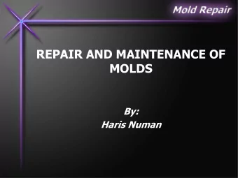 REPAIR AND MAINTENANCE OF  MOLDS  By:  Haris Numan  TYPES OF MOLD DAMAGE &amp;  HOW TO IDENTIFY